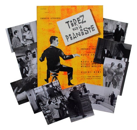 Item #1051 TIREZ SUR LE PIANISTE (SHOOT THE PIANO PLAYER) - ORIGINAL FRENCH PRESSBOOK. David Goodis, François Truffaut, novel, director.