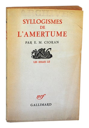 Item #1339 SYLLOGISMES DE L'AMERTUME (ALL GALL IS DIVIDED) - REVIEW COPY. E. M Cioran