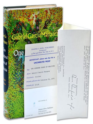 Item #1631 ONE HUNDRED YEARS OF SOLITUDE - REVIEW COPY, WITH TLS FROM PUBLISHER LAID IN. Gabriel...