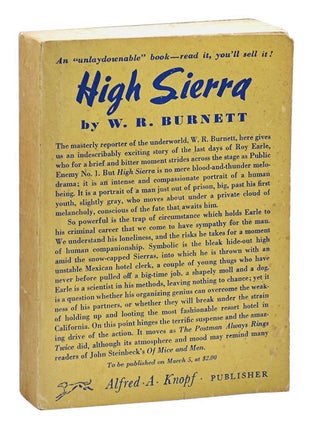 Item #1647 HIGH SIERRA - ADVANCE COPY. W. R Burnett