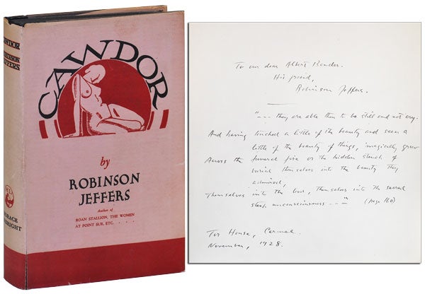 Item #3427 CAWDOR AND OTHER POEMS - INSCRIBED TO ALBERT BENDER. Robinson Jeffers.
