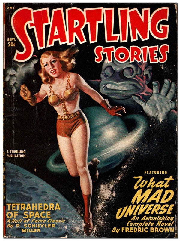 Item #3568 STARTLING STORIES - VOL.18, NO.1 (SEPTEMBER, 1948). Earle Bergey, Fredric Brown, Jack Vance, John D. MacDonald, cover art, contributors.