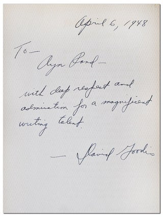 BEHOLD THIS WOMAN - INSCRIBED TO AYN RAND