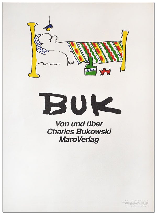 Item #4597 POSTER: BUK - VON UND ÜBER CHARLES BUKOWSKI. Charles Bukowski.