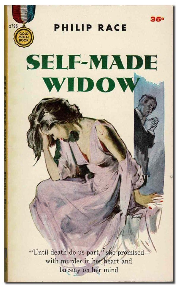Item #4643 SELF-MADE WIDOW. Philip Race, Ernest "Darcy" Chiriaka, novel, cover art.