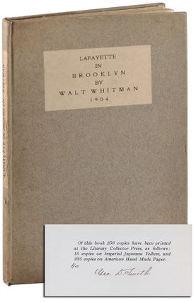 Item #4728 LAFAYETTE IN BROOKLYN. Walt Whitman, John Burroughs, text, introduction