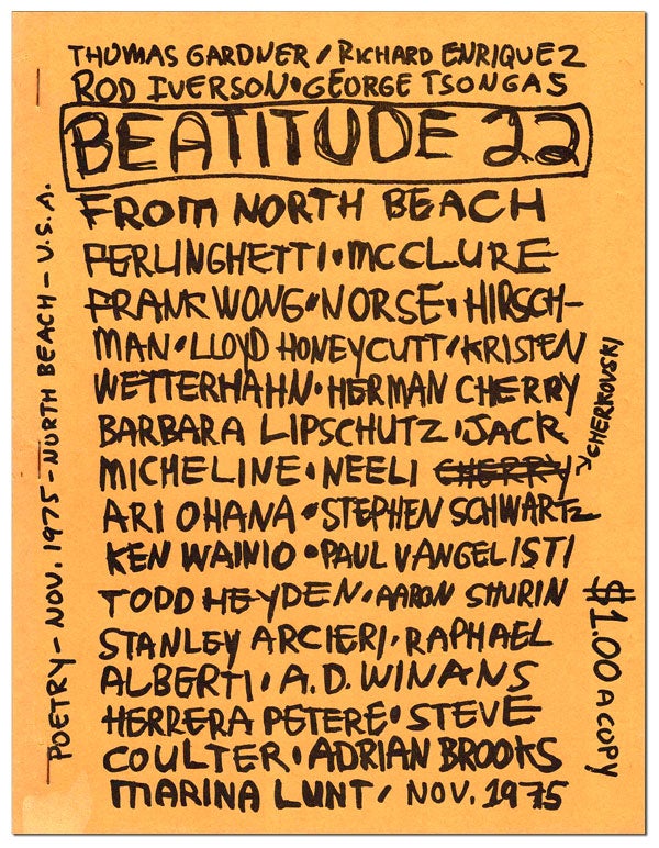 BEATITUDE - NO.22 (NOVEMBER, 1975. Lawrence Ferlinghetti, Harold, Jack Micheline, Michael McClure.