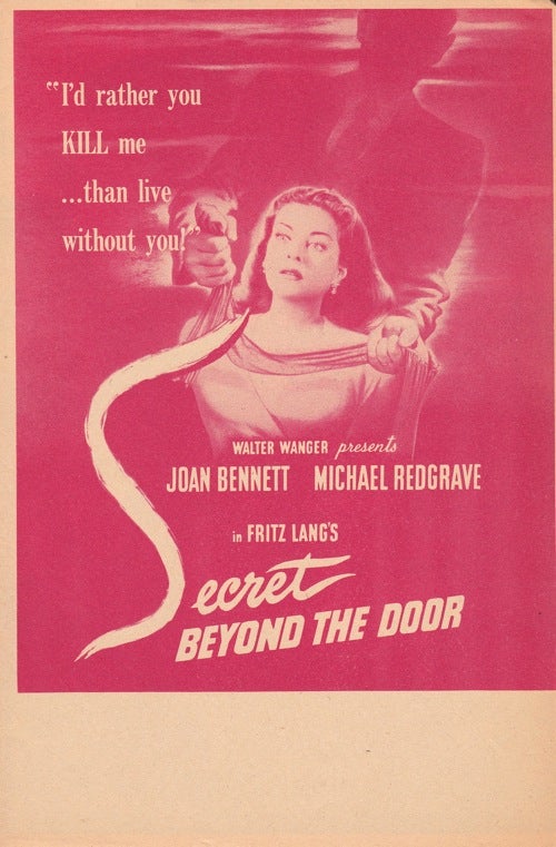 Item #548 ORIGINAL HERALD FOR THE 1948 FILM NOIR "SECRET BEYOND THE DOOR" Fritz Lang, Rufus King, director, novel.