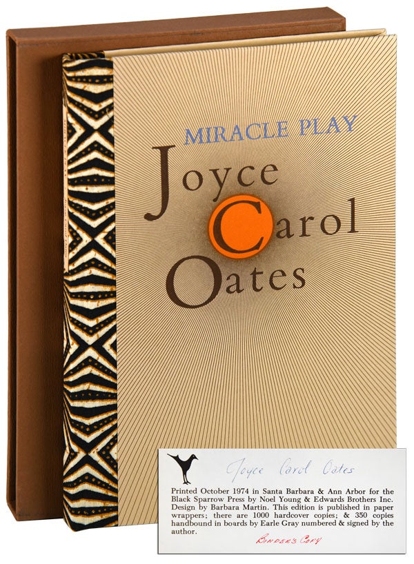 Item #6052 MIRACLE PLAY - THE BINDER'S COPY, SIGNED. Joyce Carol Oates.
