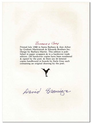 DESIRE: SELECTED POEMS 1963-1987 - THE BINDER'S COPY, SIGNED
