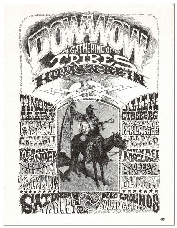 Item #6378 BROADSIDE: POW-WOW - A GATHERING OF THE TRIBES FOR A HUMAN BE-IN. Rick Griffin, design.