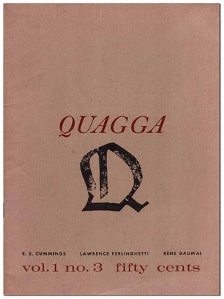 Item #6747 QUAGGA - VOL.1, NO.3 (SEPTEMBER, 1960). Paul Schmidt, Charles Bukowski, e. e....