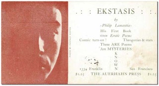 EKSTASIS - WALLACE BERMAN'S COPY, INSCRIBED TO HIS BROTHER-IN-LAW