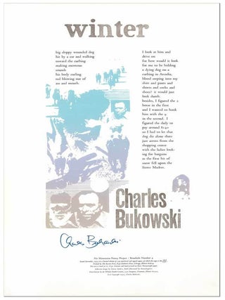 Item #7095 BROADSIDE: WINTER - LIMITED EDITION, SIGNED. Charles Bukowski, Darsie Sanders, poem,...