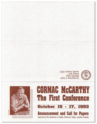 FLYER: CORMAC MCCARTHY - THE FIRST CONFERENCE, OCTOBER 15-17, 1993