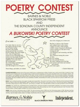 Item #7879 BROADSIDE: POETRY CONTEST. BARNES & NOBLE, BLACK SPARROW PRESS, AND THE SONOMA COUNTY...