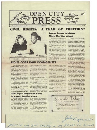 Item #8002 OPEN CITY PRESS - VOL.1, NO.6 (JANUARY 6-13, 1965) - INSCRIBED BY JOHN BRYAN. Charles...