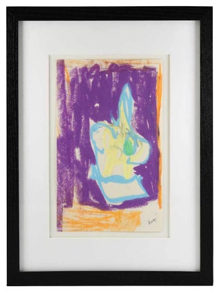 Item #8012 ORIGINAL ABSTRACT PASTEL DRAWING, SIGNED. Charles Bukowksi