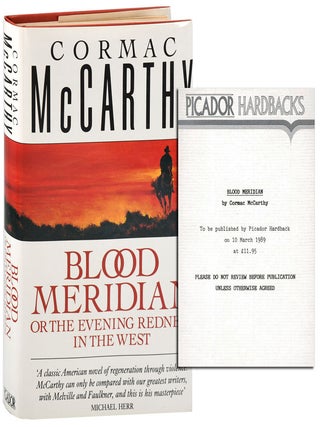 Item #8123 BLOOD MERIDIAN, OR THE EVENING REDNESS IN THE WEST - REVIEW COPY. Cormac McCarthy