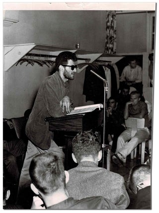 Item #8157 ORIGINAL PHOTOGRAPH OF D. A. LEVY READING POETRY AT THE GATE COFFEEHOUSE. d. a. levy,...