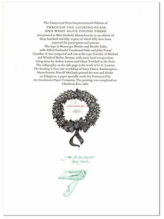 THROUGH THE LOOKING-GLASS AND WHAT ALICE FOUND THERE - LIMITED EDITION, SIGNED