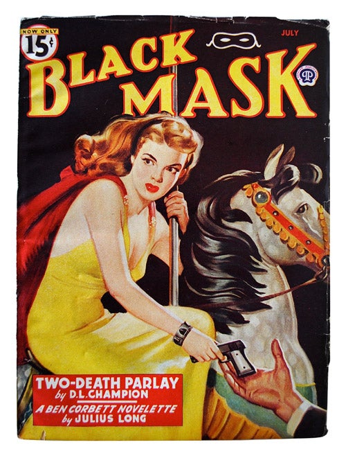 Item #848 BLACK MASK - VOLUME [VOL.] XXVIII, NUMBER [NO.] 4 - JANUARY 1946. D. L. Champion, Julius Long, Rafael De Soto, stories, cover.