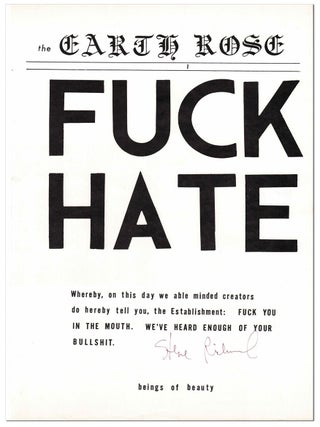 Item #8507 THE EARTH ROSE 1 - SIGNED BY STEVE RICHMOND. Charles Bukowski, Steve Richmond,...