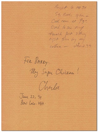 THE CHICKEN WITHOUT A HEAD: A NEW VERSION - INSCRIBED TO BARRY HANNAH