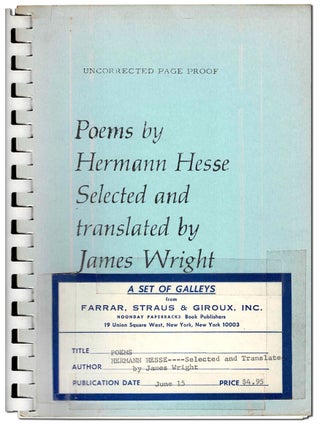 Item #8587 POEMS - UNCORRECTED PROOF COPY, SIGNED. Hermann Hesse, James Wright, poems, translation