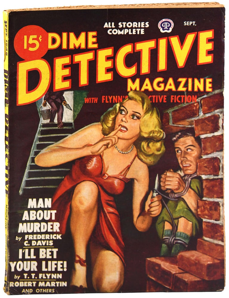 Item #8837 DIME DETECTIVE MAGAZINE - VOL.58, NO.1 (SEPTEMBER, 1948). Frederick C. Davis, T. T. Flynn, Robert Martin, Albert Drake, contributors, cover.